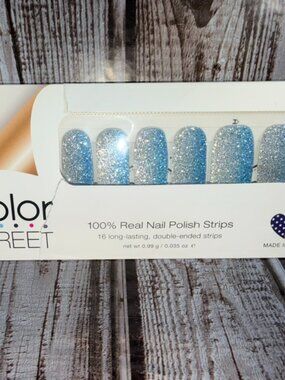 French Riviera Color Street Nail Polish Blue Silver Glitter